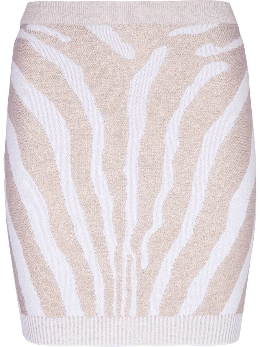 Balmain High Waist Zebra Print Knit Short Skirt