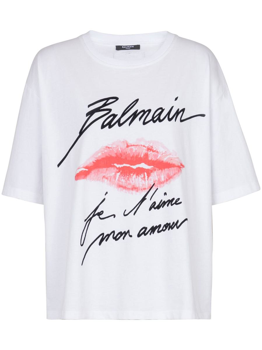 Balmain Ss Kiss Print T-Shirt Clothing