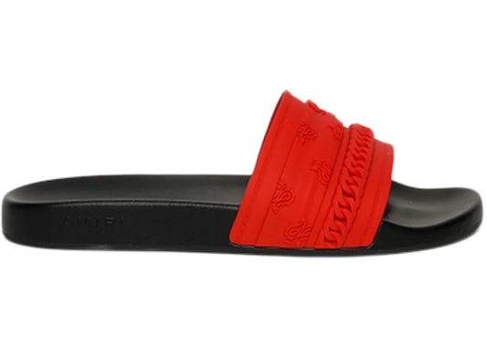 Amiri Pool Slide Bandana Chain Red Black