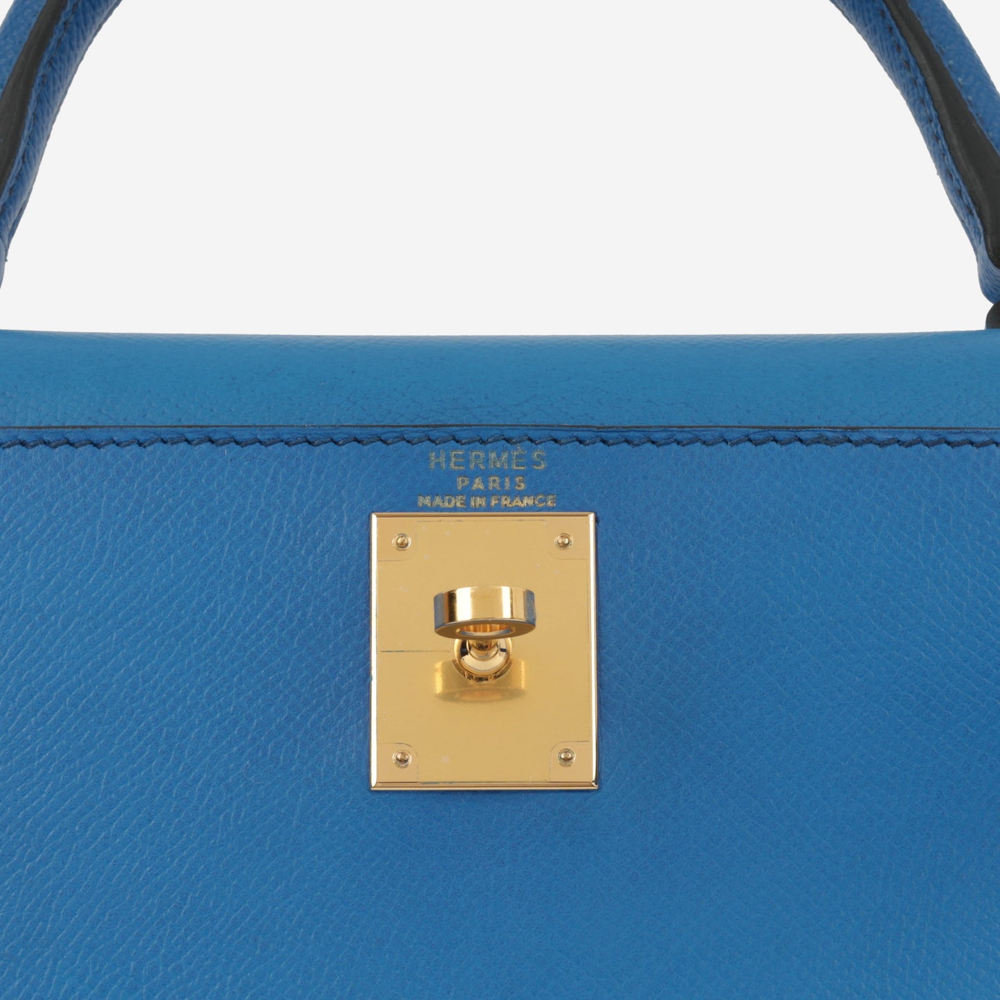 Hermès Vintage Kelly 28 - Bleu De France Courchevel | Gold Hardware