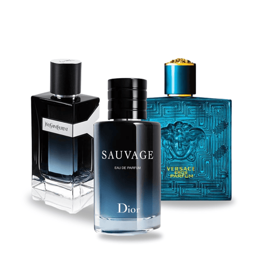 3er-Pack Parfums: Dior SAUVAGE, Yves Saint Laurent Y MEN und Versace EROS
