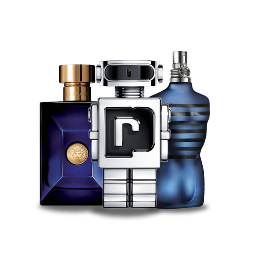 Packung mit 3 Parfums: Versace DYLAN BLUE, Paco Rabanne PHANTOM und Jean Paul Gaultier ULTRA MALE (Eau de Parfum)