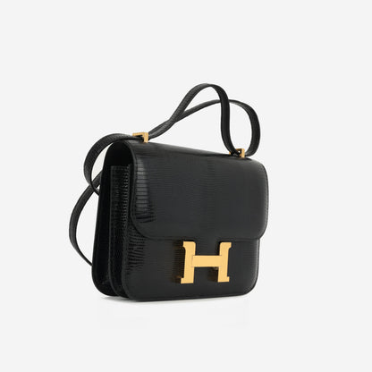 Hermès Constance 18 - Black Salvator Lizard | Gold Hardware